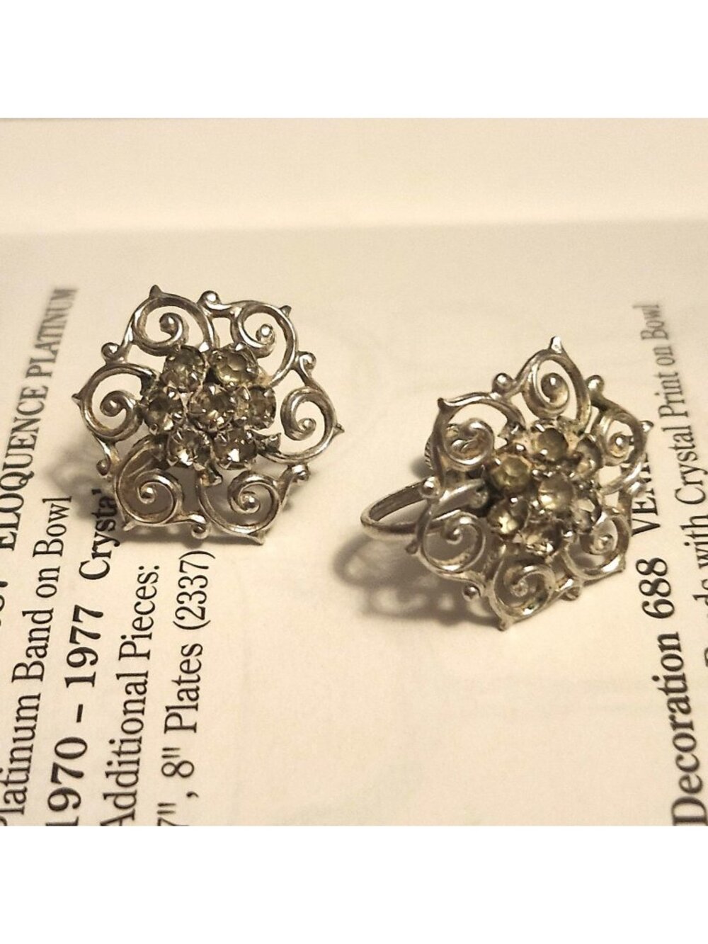 2/$12 SALE Vintage Clip On Earrings Silver Tone Flower Shape
